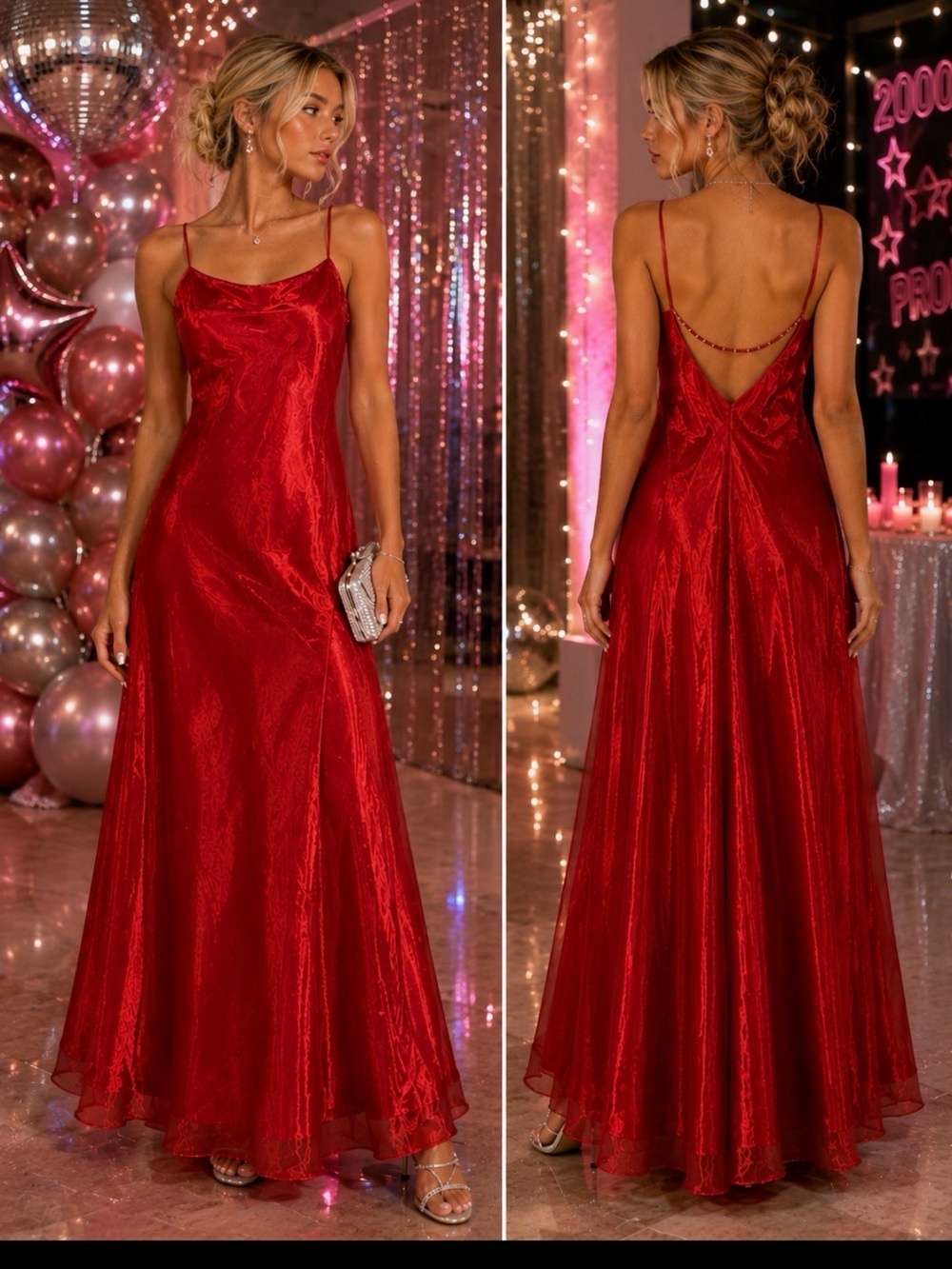 True Y2K Jessica McClintock Gunne Sax “Millennium 2000” gown, red, prom